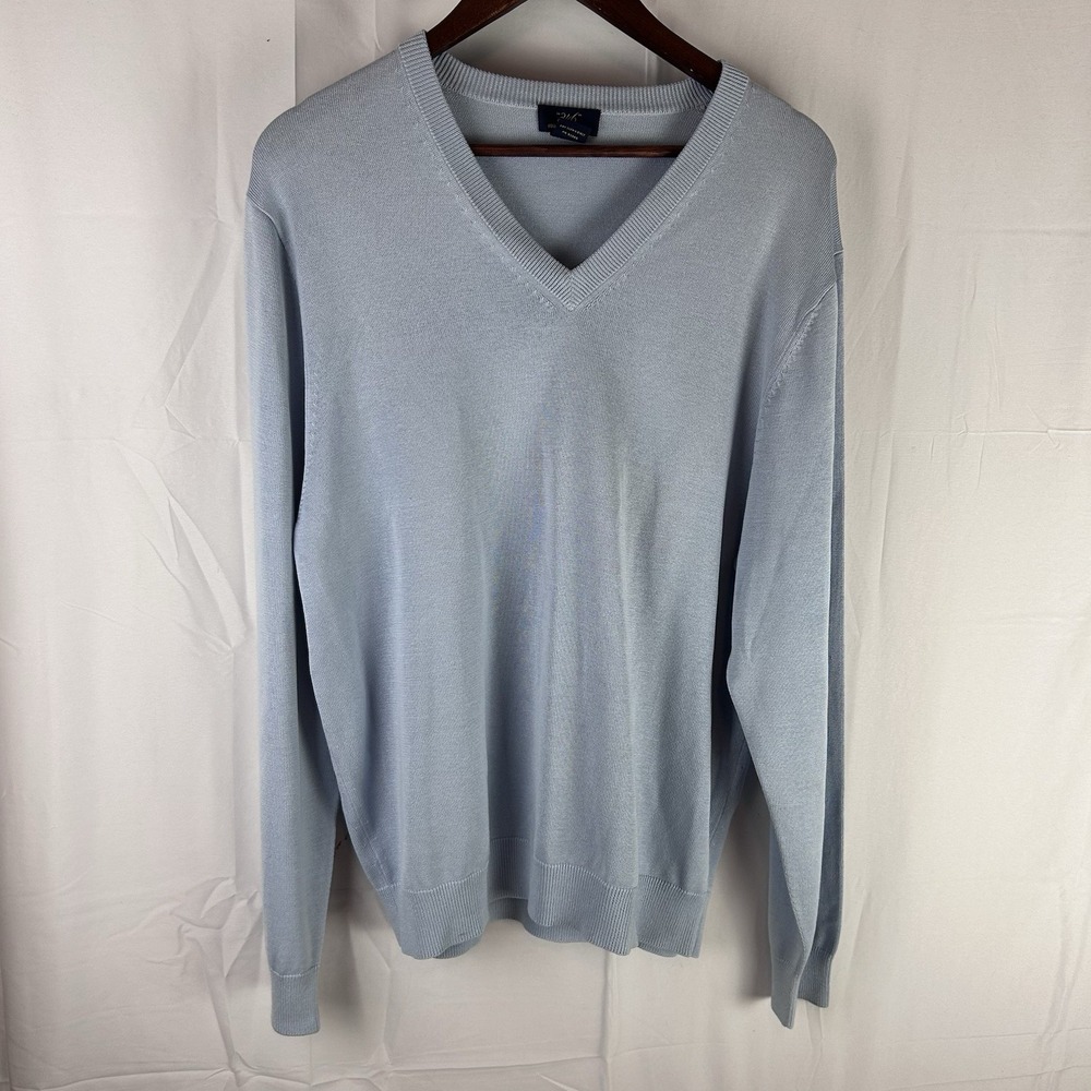 Brooks Brothers 346 Lightweight Sweater Men's Large Silk Cotton Blend V-Neck